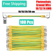 Carregar imagem no visualizador da galeria, 100 PCS BVR PV Solar Photovoltaic Ground Wire with Terminal 14/12/10AWG Earth Wire Hole 5/6/8mm Yellow-Green Copper Earth Cable