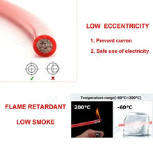 Carregar imagem no visualizador da galeria, Solar Panel Electrical Wire Red Black Heat Resistant Silicone Cable 24 22 20 18 16 14 12 10 8 6 4 awg gauge for Car Auto Battery