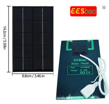 Carregar imagem no visualizador da galeria, Wholesale Solar Panel USB Waterproof Outdoor Hiking Camping Portable Battery Mobile Phone Charging Bank Charging Panel