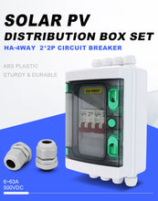 Carregar imagem no visualizador da galeria, VaneAims DC Circuit Breaker Box with UV-Proof Cover Electrical Power Distribution Box 2 in 2 Out PV Solar Disconnect Switch Box