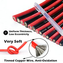 Carregar imagem no visualizador da galeria, 10 8 7 6 4 2 0AWG Red And Black Super Soft Silicone Tinned Copper Wire Cable With M6 M8 M10 Terminal Lug For Inverter Car Solar