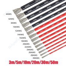 Carregar imagem no visualizador da galeria, Heat Resistant Tinned Copper Cable 18 16 14 12 10 8 6 4 AWG 12V Electrical Silicone Wire For Automotive Car Solar Panel Battery