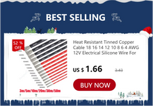 Carregar imagem no visualizador da galeria, Heat Resistant Tinned Copper Cable 18 16 14 12 10 8 6 4 AWG 12V Electrical Silicone Wire For Automotive Car Solar Panel Battery