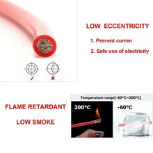 Carregar imagem no visualizador da galeria, Silicone Cable Solar Panel Electrical Wire Heat Resistant Red Black 24 22 20 18 16 14 12 10 8 6 4 awg gauge for Car Auto Battery