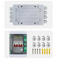 Carregar imagem no visualizador da galeria, VaneAims DC Circuit Breaker Box with UV-Proof Cover Electrical Power Distribution Box 2 in 2 Out PV Solar Disconnect Switch Box