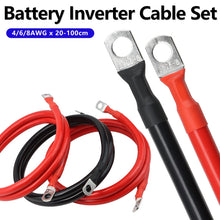 Carregar imagem no visualizador da galeria, Battery Inverter Cable Set 8/ 6/4AWG with Terminals 20/30/40/50/60/100CM Stranded RV Copper Cord Solar Power Connection Wire
