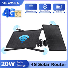 Carregar imagem no visualizador da galeria, SHIWOJIA 10W 4G SIM Card Solar Router With Solar Panel  20100mAH Battery Waterproof
