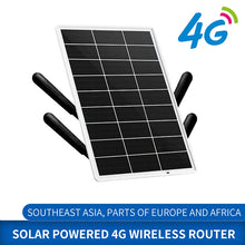 Carregar imagem no visualizador da galeria, Solar Powered 4G LTE Modem Router Solar Powered WiFi Extender 300Mbps 164FT WiFi Range 365 Day Cyclic Power Supply for Camping
