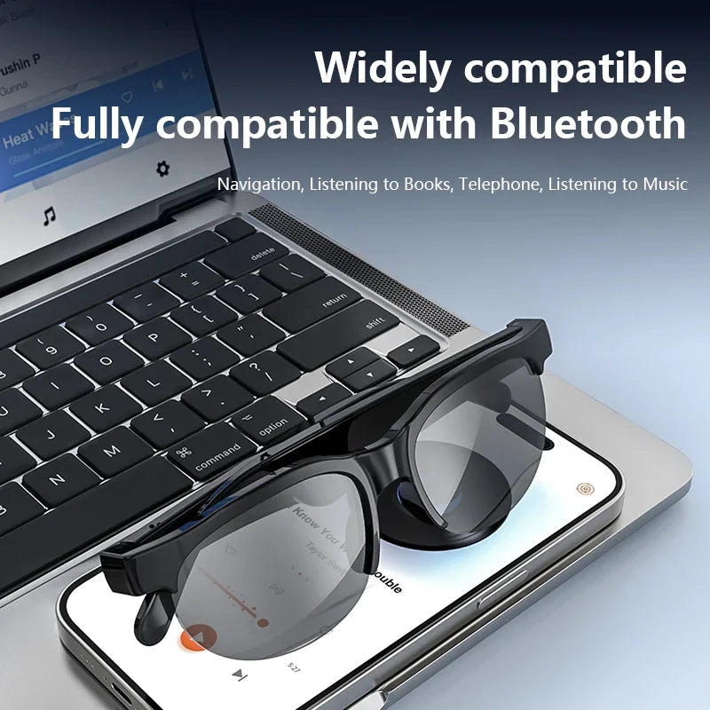 Óculos inteligentes Lenovo com IA, tradução, gravação de conversas via Bluetooth e função para ouvir música. Óculos de sol inteligentes para homens e mulheres (2026).