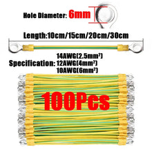 Carregar imagem no visualizador da galeria, 100 PCS BVR PV Solar Photovoltaic Ground Wire with Terminal 14/12/10AWG Earth Wire Hole 5/6/8mm Yellow-Green Copper Earth Cable

