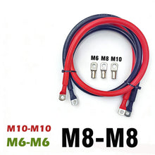 Carregar imagem no visualizador da galeria, 10 8 7 6 4 2 0AWG Red And Black Super Soft Silicone Tinned Copper Wire Cable With M6 M8 M10 Terminal Lug For Inverter Car Solar

