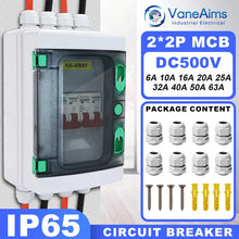 Carregar imagem no visualizador da galeria, VaneAims DC Circuit Breaker Box with UV-Proof Cover Electrical Power Distribution Box 2 in 2 Out PV Solar Disconnect Switch Box
